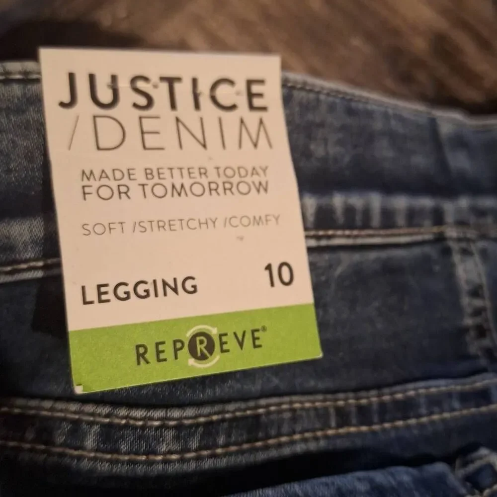 Justice Girls Denim Pull-On Stretch Distressed Legging Size‎ 10 NEW